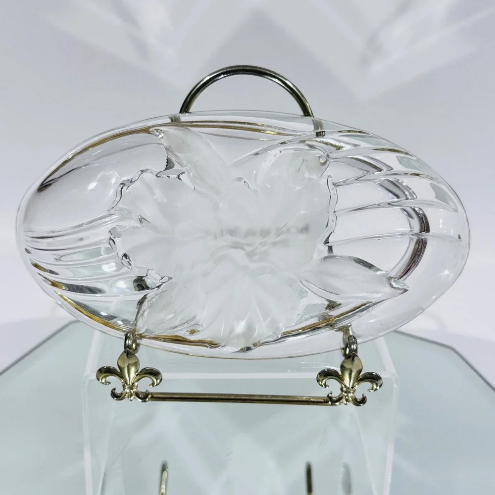 Home Beautiful Frosted Orchid Splendor Oval Gold Trim Candy Nut‎ Dish Japan